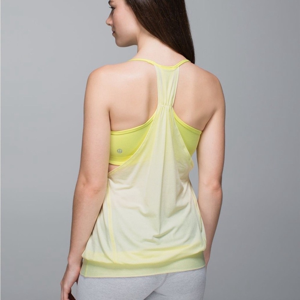 Lululemon No Limits Tank Top Built‎ In Bra Lemon Zest Size 4 Yoga Activewear